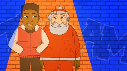 Marcel le Père Noël et le petit livreur de pizzas