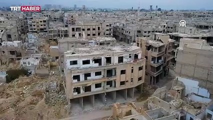 Şam'ın Doğu Guta bölgesindeki yıkım havadan görüntülendi