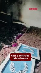 Casa é destruída pelas chamas e bebê de um mês é resgatada