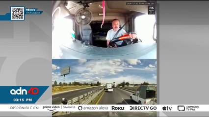 Tráiler no alcanza frenar e impacta a un automóvil en la carretera Puebla-Orizaba