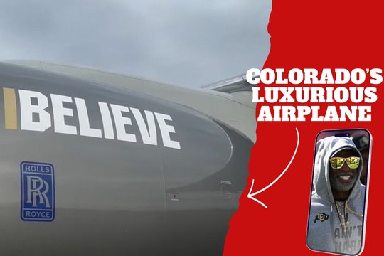 Deion Sanders is at disbelief of the customized Rolls Royce airplane Colorado Buffaloes used to get to the Alamo Bowl