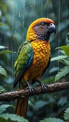 ai genrated  bird in rain