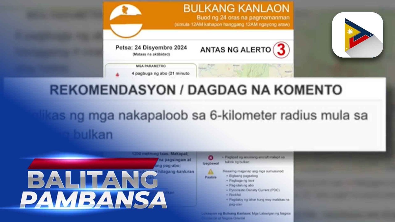 Bulkang Kanlaon, nananatili sa Alert Level 3 ayon sa Phivolcs