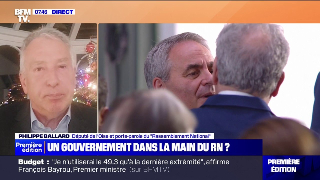Gouvernement Bayrou: "Avoir de telles personnalités pour travailler, ça semble extrêmement compliqué", estime Philippe Ballard (RN)