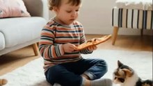 Pizza Party: Baby and Cat's Adorable Snack Time!