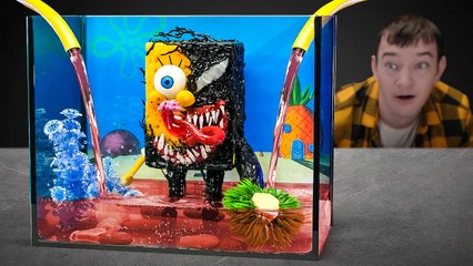 Incredible SpongeBob Fusion😅SpongeBob Turned into Venom 🖤 Cute VS Monster DIY Transformation