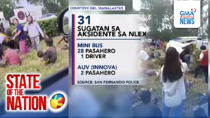 31 kabilang ang mga bata at senior citizen, sugatan sa pagtaob ng mini bus sa NLEX | SONA