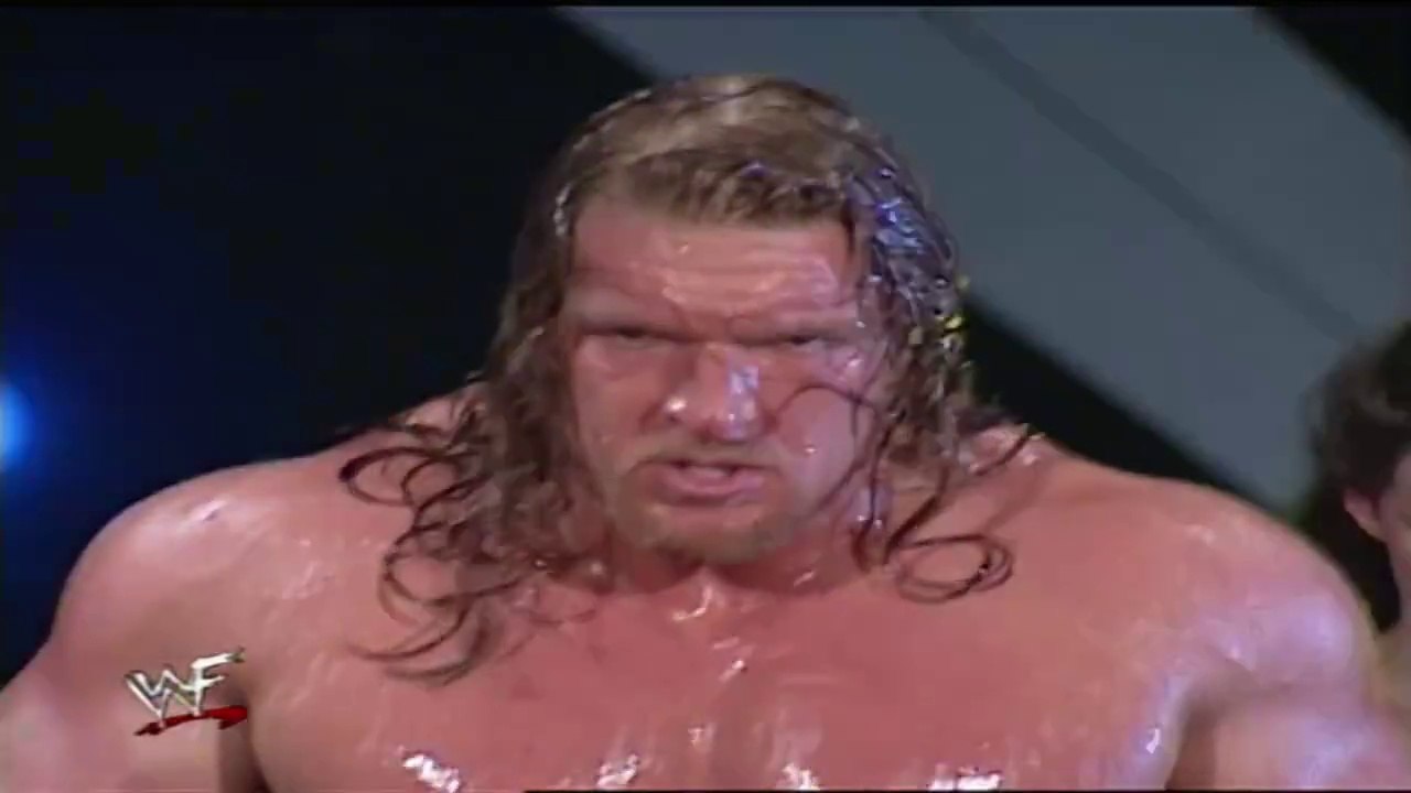 Triple H w/Stephanie McMahon-Helmsley Vince & Shane McMahon vs The Rock, Undertaker & Kane King Of The Ring 2000 25/6/00