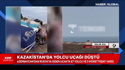 Kazakistan'da düşen yolcu uçağının ikiye ayrıldığı anlar görüntülendi