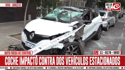 Automóvil impactó de lleno contra otros dos que estaban estacionados