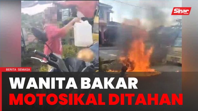 Wanita bakar motosikal, tak puas hati kenderaan ditarik