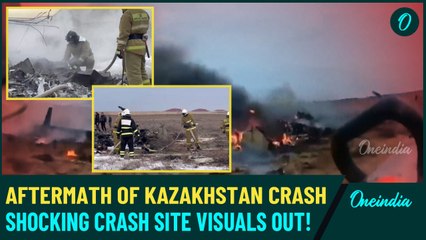 Unseen Footage from Kazakhstan Plane Crash Site | Video of Wreckage and Rescue Teams Out
