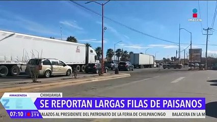 Reportan largas filas de paisanos en la frontera norte de Chihuahua