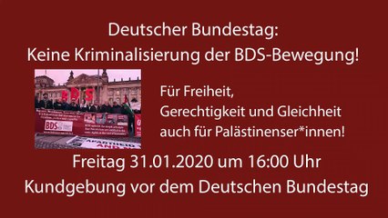 BDS Portugal auf der BDS Kundgebung vor dem Deutschen Bundestag am 31.01.2020