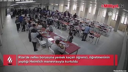 Boğazına yemek kaçan öğrenciyi öğretmeni Heimlich manevrasıyla kurtardı