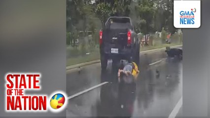 Pick up na nakabangga ng motorsiklo, humarurot matapos gulungan ang rider | SONA