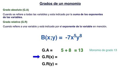 Grado Absoluto y Relativo de un Monomio(360P)