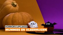 Horror cupcakes: Mummie en vleermuiscupcakes