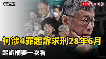 柯文哲涉4罪起訴求刑28年6月 起訴摘要一次看（本報合成）
