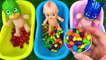 Oddly Satisfying Video _ Full of 3 Rainbow BathTubs Candy with M&M's & Magic Slime _ Cutting ASMR
