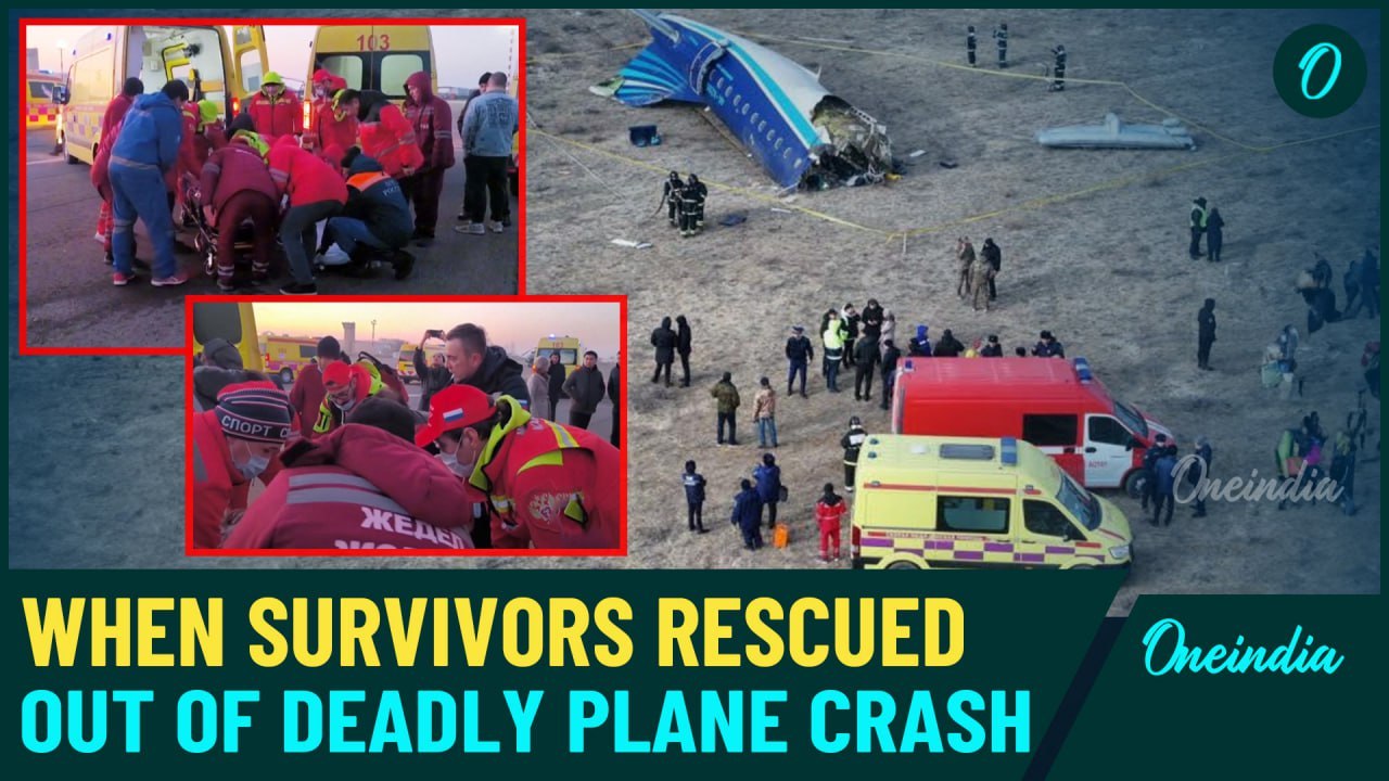 Kazakhstan Plane Crash: Moment When Russian Survivors Taken Out Out of Crashed Plane | Watch Videos