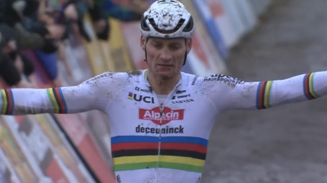 Cycling - UCI Cyclo-Cross World Cup 2024 - Mathieu van der Poel once again raises his arms... in Gavere