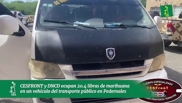 CESFRONT y DNCD ocupan 20.4 libras de marihuana en un vehículo del transporte público en Pedernales