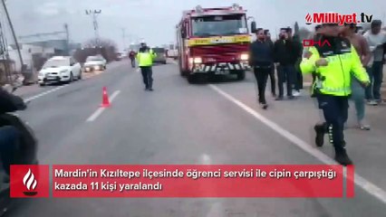 Mardin'de feci kaza! Öğrenci servisi ile cip çarpıştı: 11 yaralı