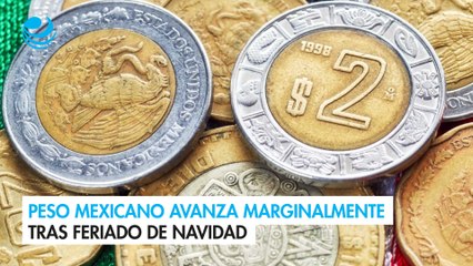 Peso mexicano avanza marginalmente tras feriado de Navidad