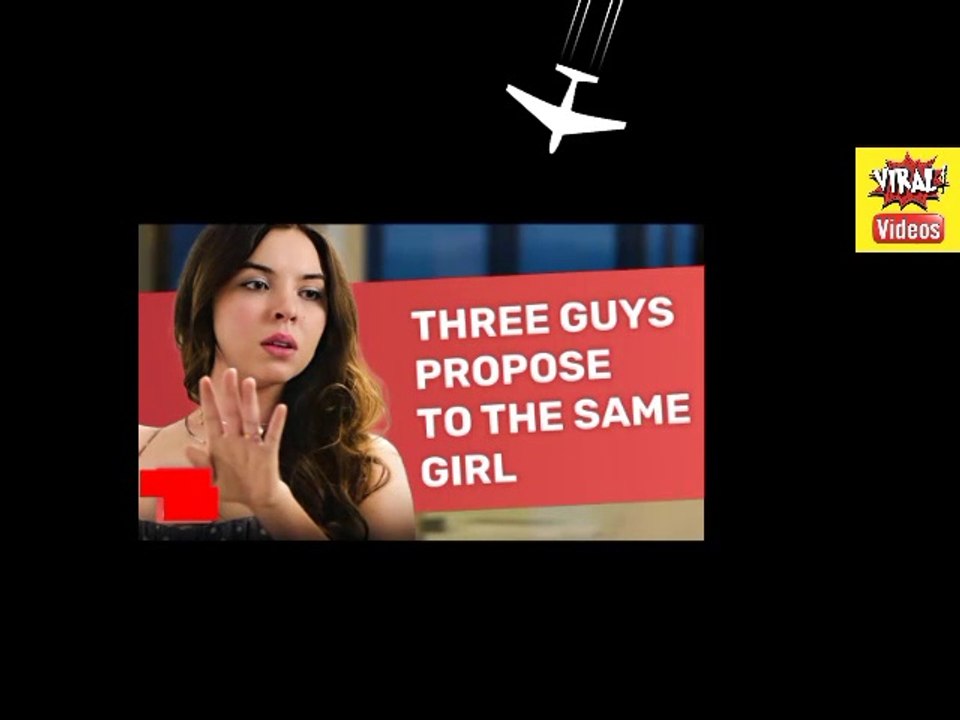 Three boys purpose to the same girl