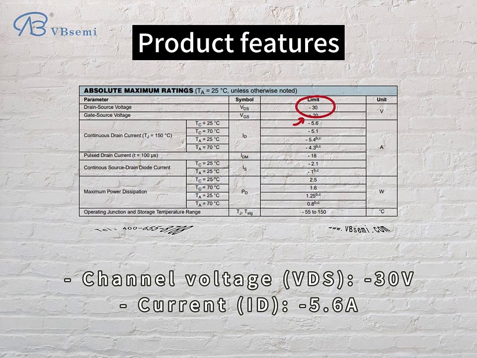HM2305-VB is a SOT23 package P-Channel field effect MOS tube