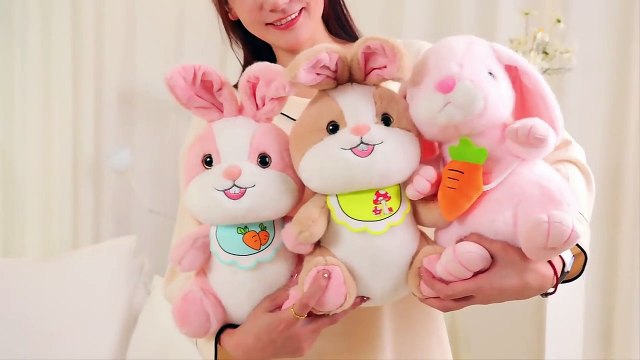Cuddly stuffed musical brown rabbit animal, plush brown rabbit toy for baby