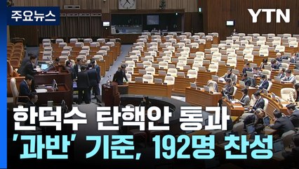 한덕수 대행 탄핵안 통과...'과반' 기준, 192명 찬성 / YTN