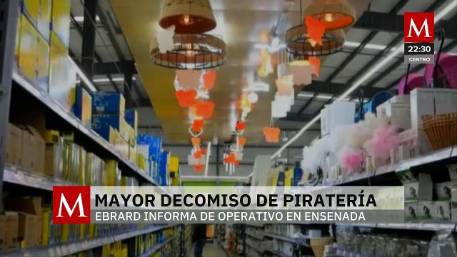 Marcelo Ebrard y Marina del Pilar Ávila lideran el mayor decomiso de piratería en Ensenada