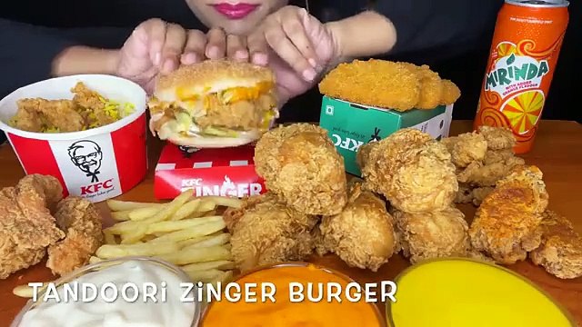 ASMR KFC FRIED CHICKEN,KFC POPCORN CHICKEN,CHICKEN LEG PIECE,FRIES,KFC ZINGER l FOOD VIDEOS l