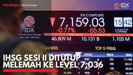 IHSG Sesi II Ditutup Melemah ke Level 7.036