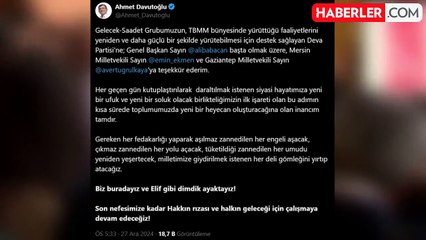 Ahmet Davutoğlu'ndan Ali Babacan'a teşekkür mesajı