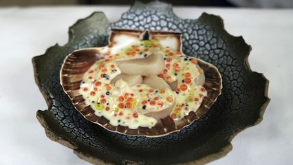 Saint-Jacques, beurre blanc et œufs de poissons