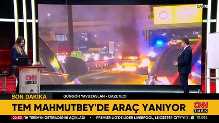 SON DAKİKA | İŞTE O ANLAR: TEM'de araç yandı, trafik durdu...