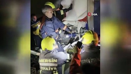 Sıkışan sürücü için İtfaiye ekipleri zamanla yarıştı