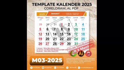 Template Vektor kalender 2025 Lengkap