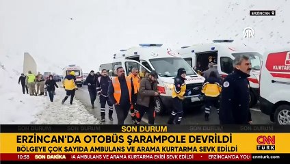 SON DAKİKA... Erzincan'da yolcu otobüsü şarampole devrildi | Video Haber