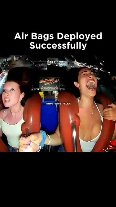 Girl Rides Roller coaster And boo*s Falls