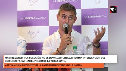 Martin Menem: "la solucion no es devaluar", descartó una intervención del gobierno para fijar el precio de la yerba