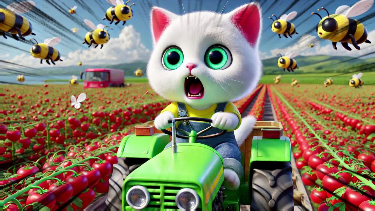 Kitten Drives a Tomato Harvester🚜 - Parents note😿