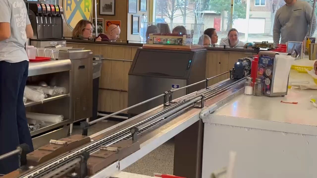 Lunch served by modal train! At the Choo Choo restaurant in Des Plains, Ill! Great food and atmosphere!