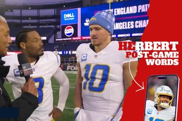 Derwin James and Justin Herbert talking post-game, after the Chargers clinched a play-off spot