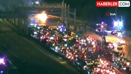 15 Temmuz Şehitler Köprüsü'nde otomobil alev alev yandı