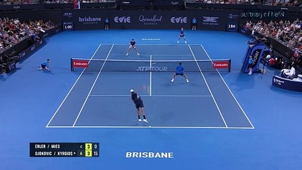 Kyrgios hits tweener lob alongside Djokovic