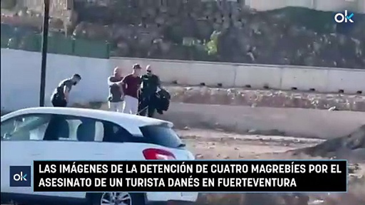 Las imágenes de la detención de cuatro magrebíes por el asesinato de un turista danés en Fuerteventura